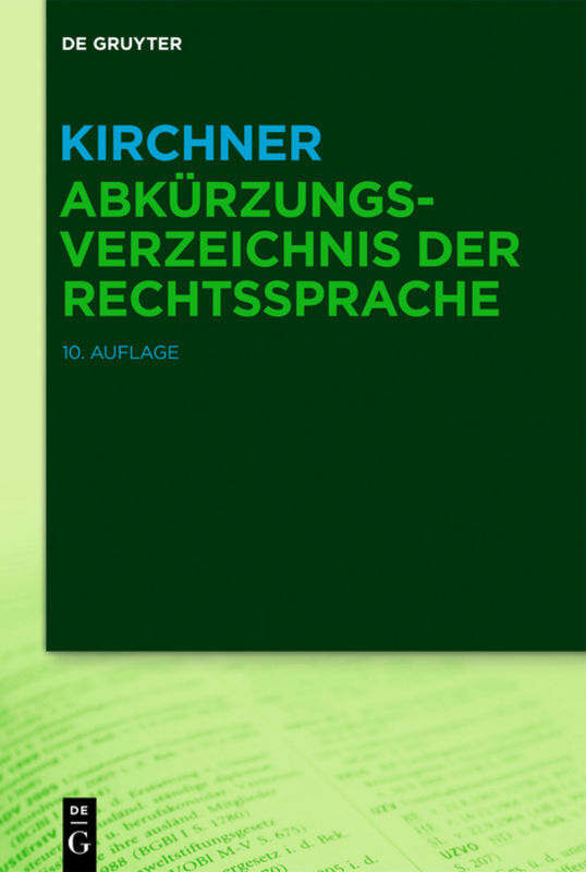 Cover: 9783110653762 | Kirchner - Abkürzungsverzeichnis der Rechtssprache | Kirchner | Buch