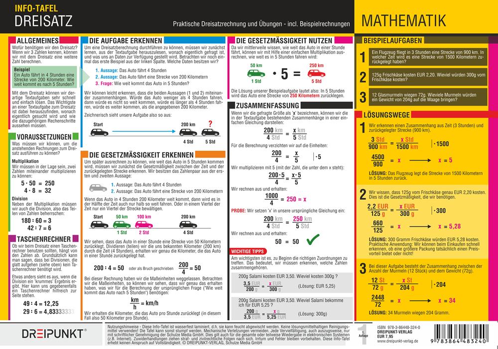 Cover: 9783864483240 | Dreisatz &amp; Prozentrechnung | Michael Schulze | Poster | 2 S. | Deutsch