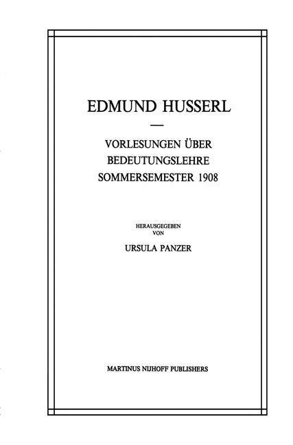 Cover: 9789024733835 | Vorlesungen Über Bedeutungslehre Sommersemester 1908 | Panzer (u. a.)