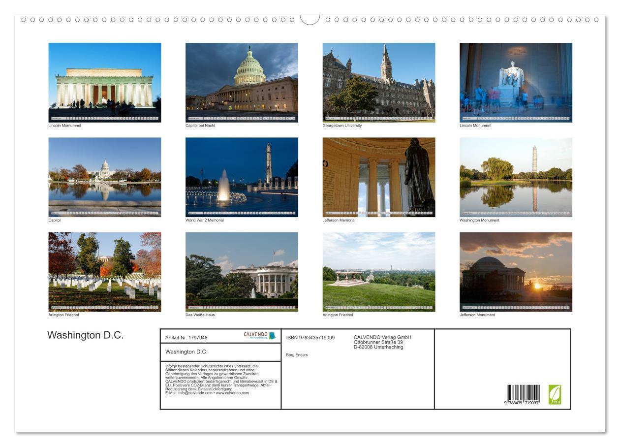 Bild: 9783435719099 | Washington D.C. (Wandkalender 2025 DIN A2 quer), CALVENDO...