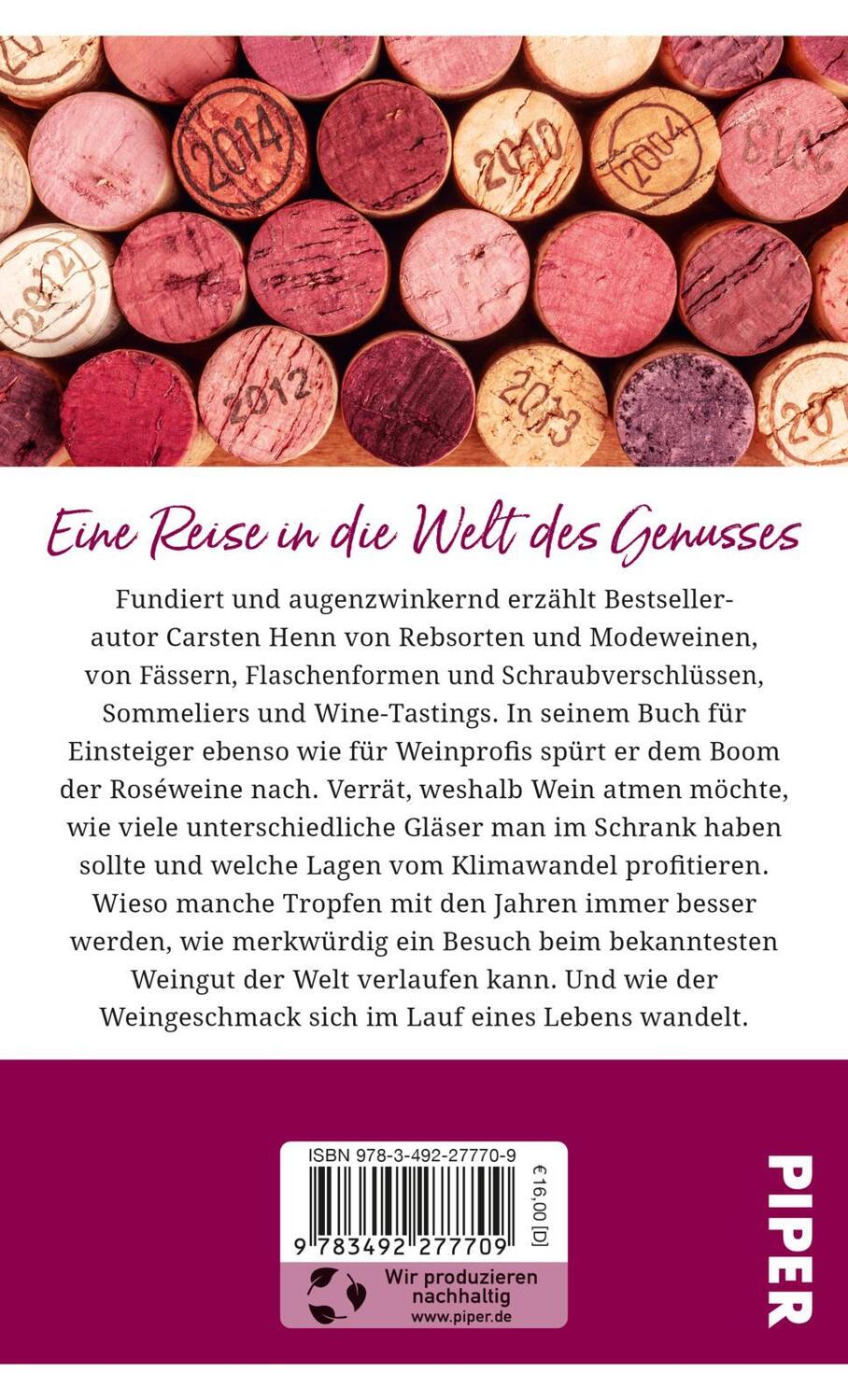 Rückseite: 9783492277709 | Gebrauchsanweisung für Wein | Carsten Henn | Taschenbuch | 224 S.