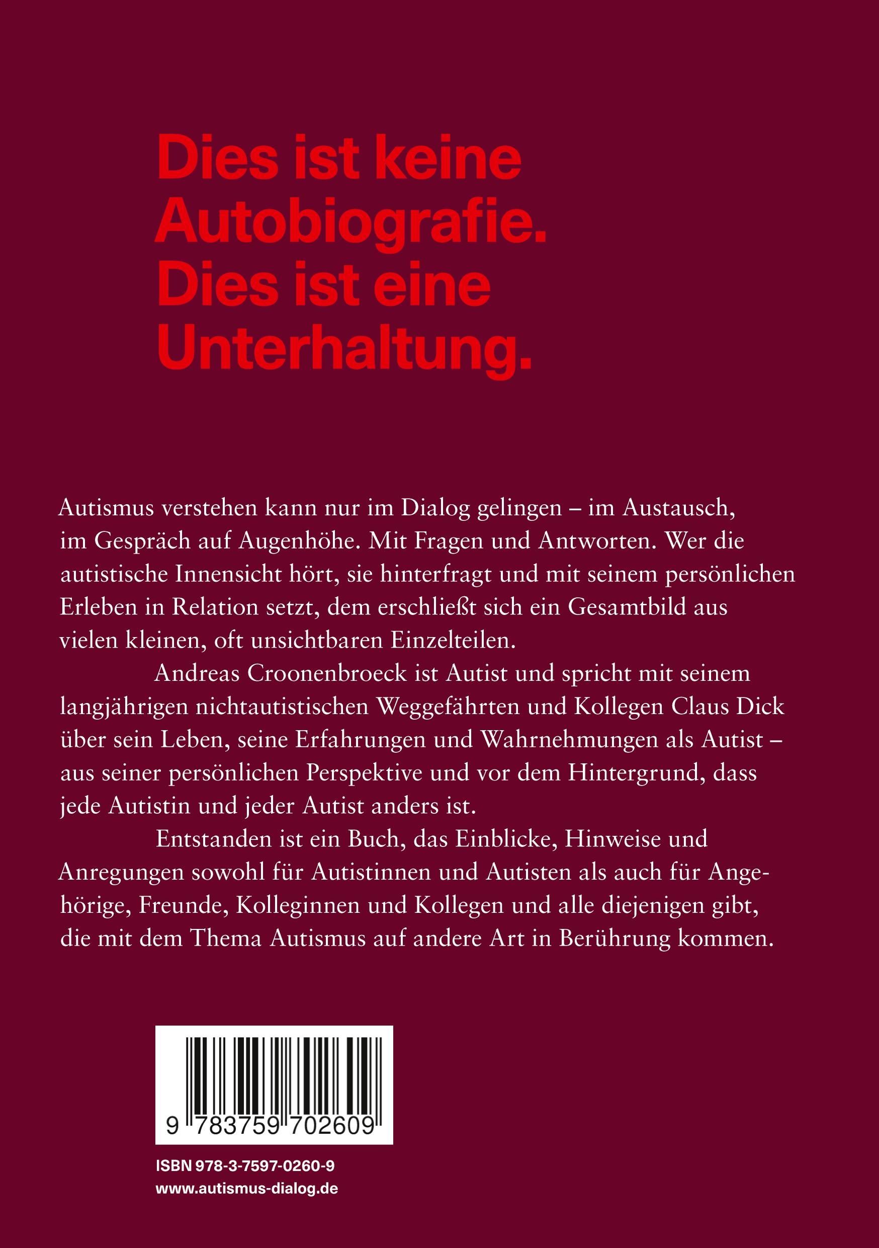 Rückseite: 9783759702609 | Dialog. Gespräche über Autismus. | Einblicke in die autistische Welt