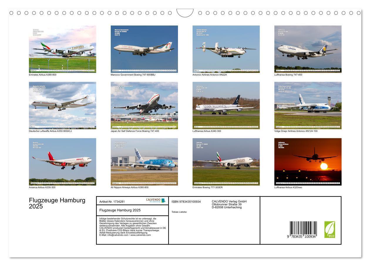 Bild: 9783435100934 | Flugzeuge Hamburg 2025 (Wandkalender 2025 DIN A3 quer), CALVENDO...