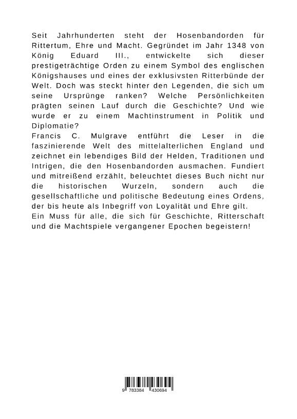 Rückseite: 9783384430694 | Der Hosenbandorden: Rittertum, Ehre und Macht | Francis C. Mulgrave