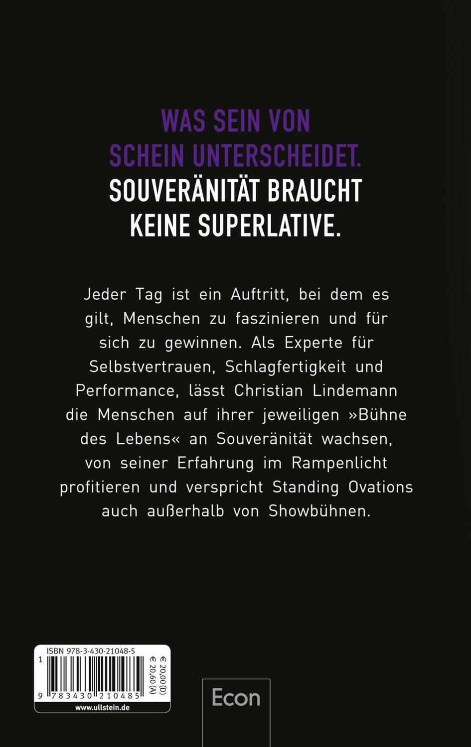 Rückseite: 9783430210485 | Souverän auf den Bühnen des Lebens | Mehr Sein als Schein | Lindemann