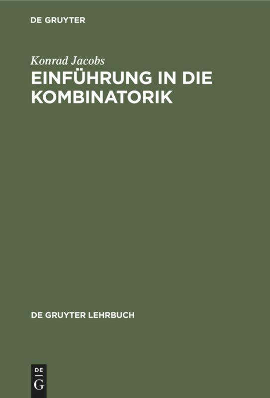 Cover: 9783110087369 | Einführung in die Kombinatorik | Konrad Jacobs | Buch | Gebunden