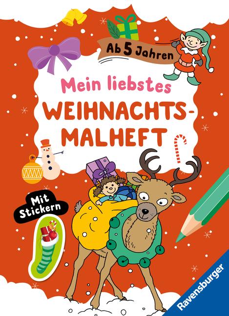 Cover: 9783473488988 | Mein liebstes Weihnachtsmalheft mit Stickern ab 5 | Roger De Klerk