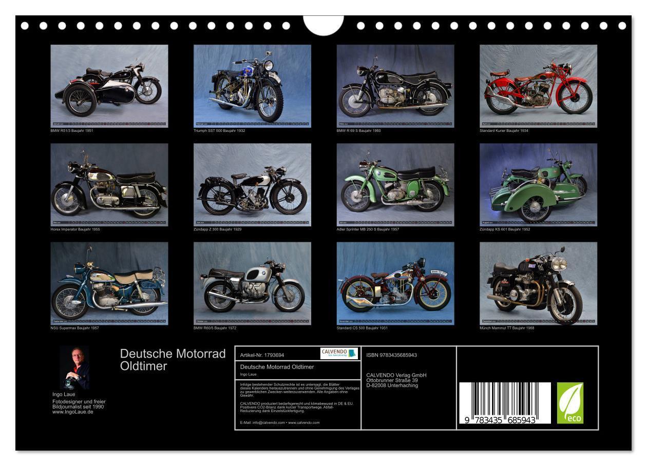 Bild: 9783435685943 | Deutsche Motorrad Oldtimer (Wandkalender 2025 DIN A4 quer),...