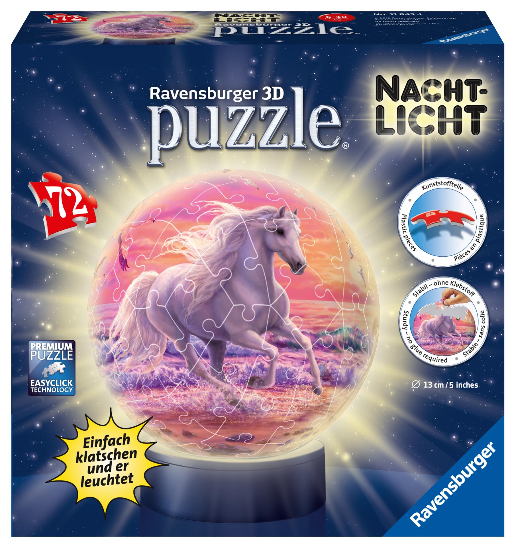 Cover: 4005556118434 | Pferde am Strand, Nachtlicht 3D Puzzle-Ball 72 Teile | Spiel | 11843