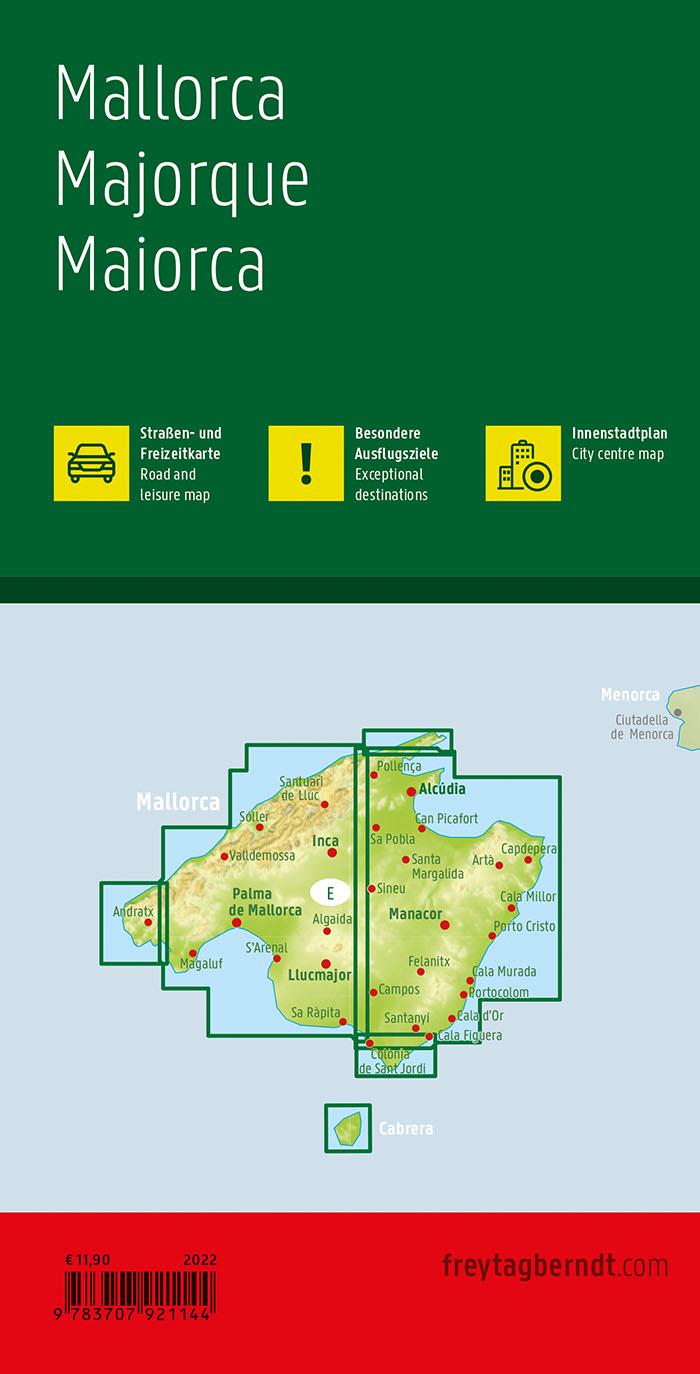 Rückseite: 9783707921144 | Mallorca, Straßen- und Freizeitkarte 1:50.000, freytag &amp; berndt | 2022