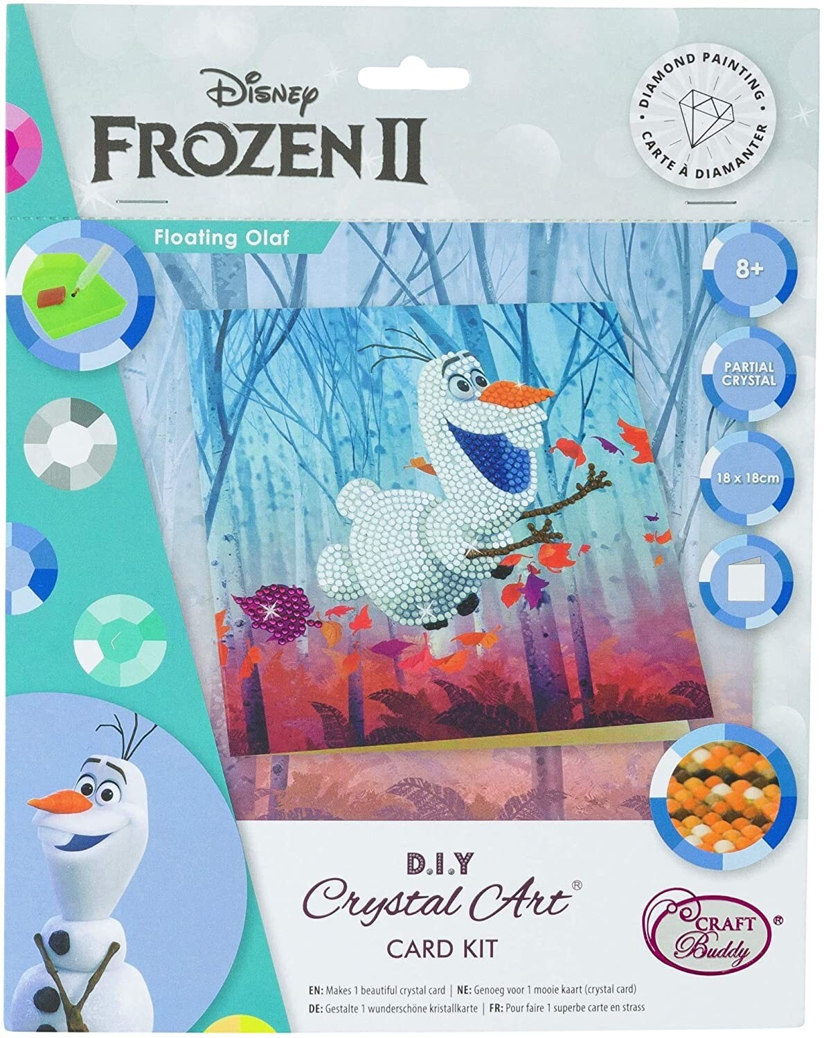 Cover: 5055865490485 | Craft Buddy CCK-DNY801 - Crystal Art, Floating Olaf, 18x18cm, Multi