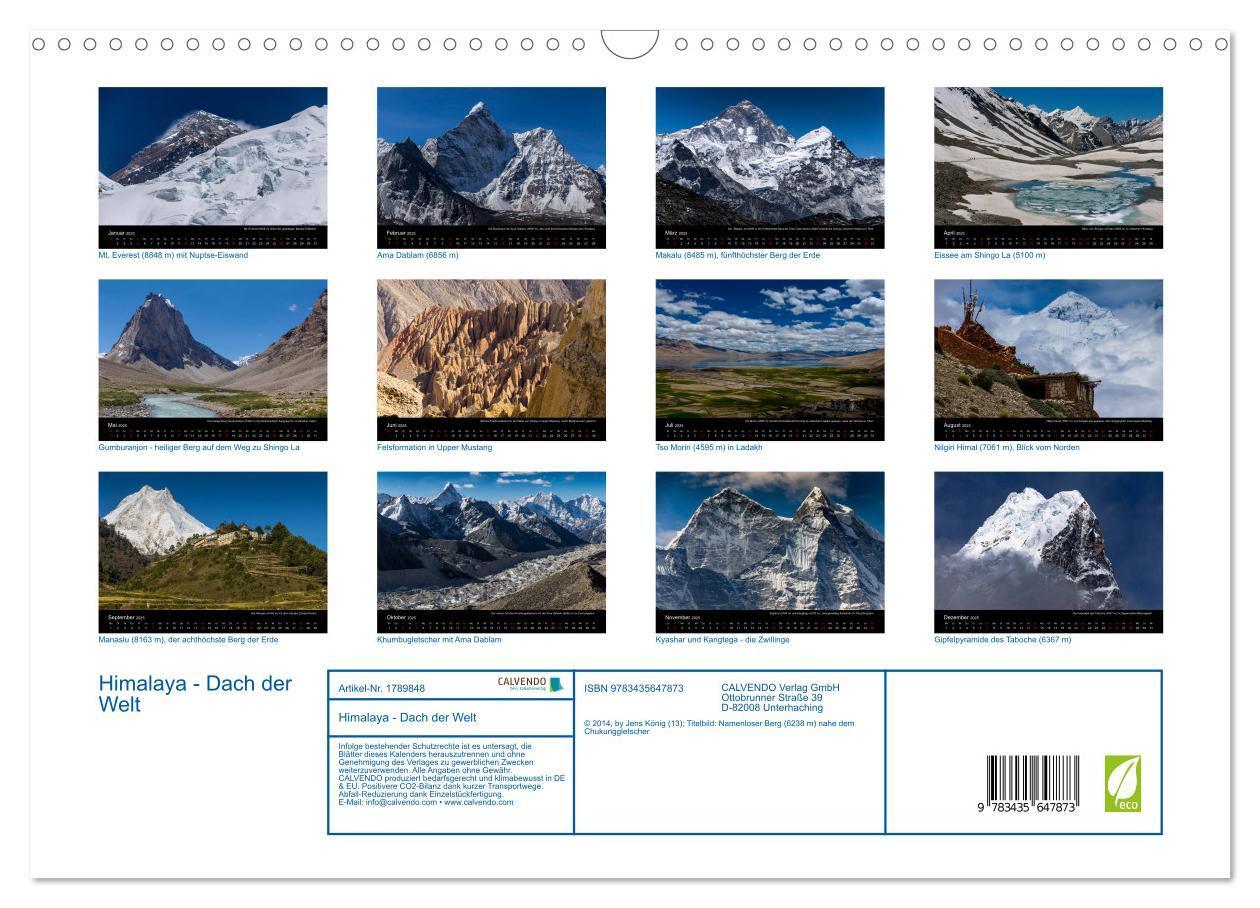 Bild: 9783435647873 | Himalaya - Dach der Welt (Wandkalender 2025 DIN A3 quer), CALVENDO...