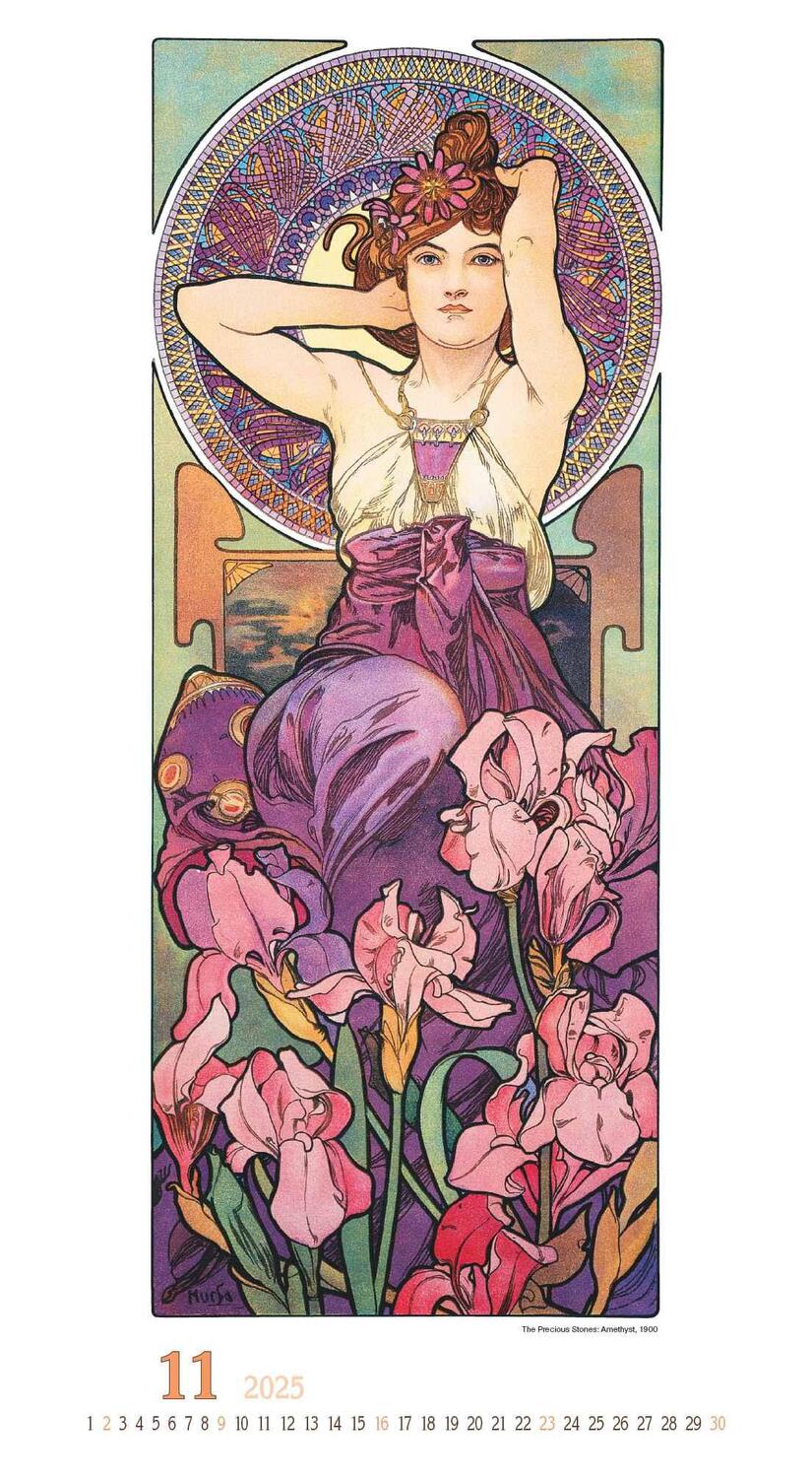 Bild: 4251732344009 | Alfons Mucha 2025 - Bild-Kalender 33x60 cm - Kunstkalender - mit...