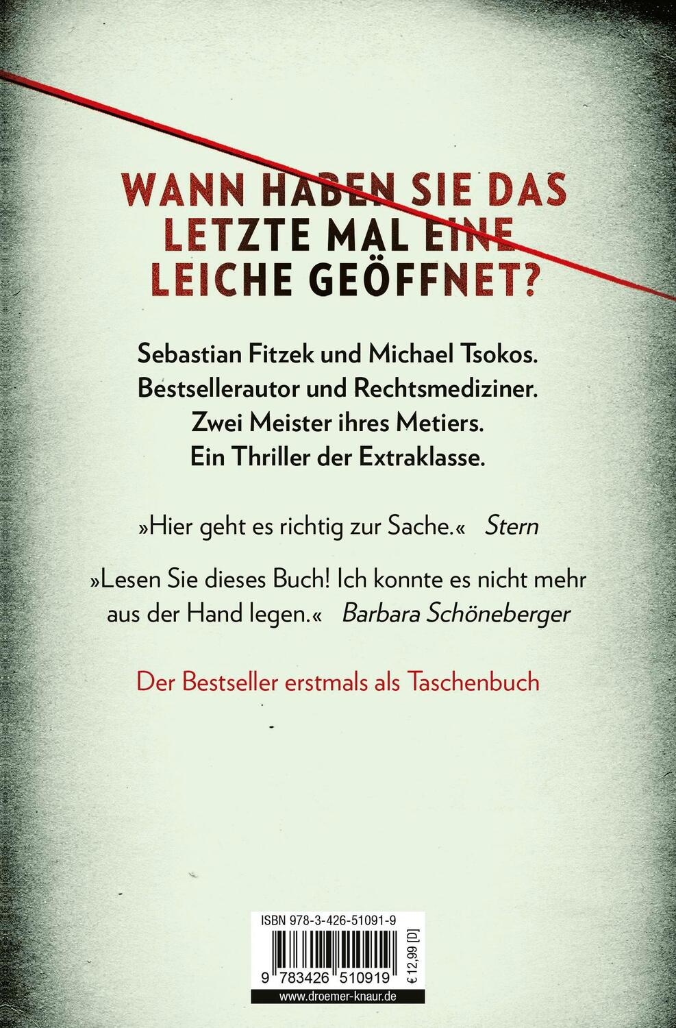 Rückseite: 9783426510919 | Abgeschnitten | Sebastian Fitzek (u. a.) | Taschenbuch | 400 S. | 2013