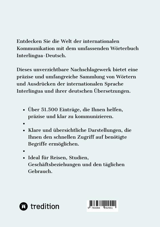 Rückseite: 9783384292551 | Wörterbuch Interlingua - Deutsch | Band 5 | Sven Frank | Taschenbuch