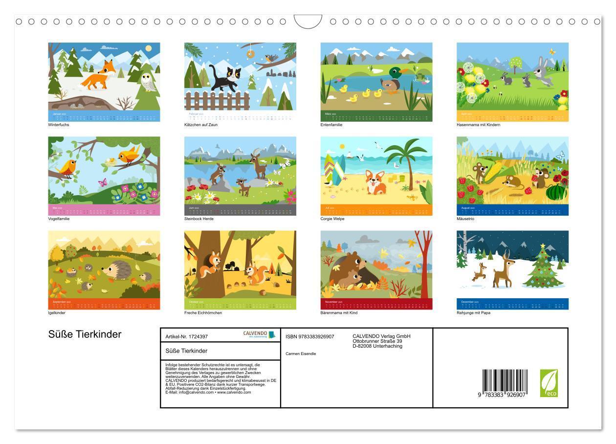 Bild: 9783383926907 | Süße Tierkinder (Wandkalender 2025 DIN A3 quer), CALVENDO...