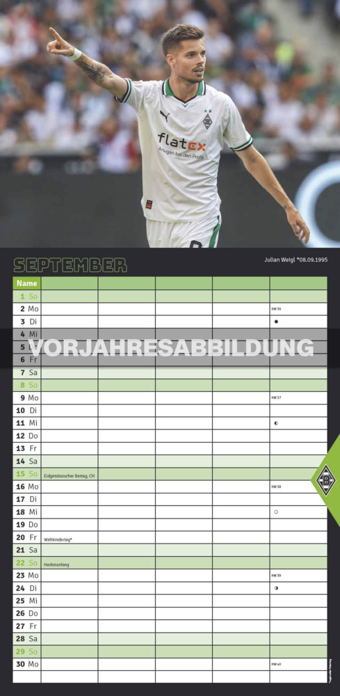 Bild: 4002725994387 | N NEUMANNVERLAGE - Borussia Mönchengladbach 2025 Fan-Timer,...