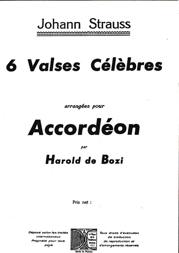 Cover: 9790044058785 | 6 Valses Accordeon | Strauss | Partitur | Editions Durand