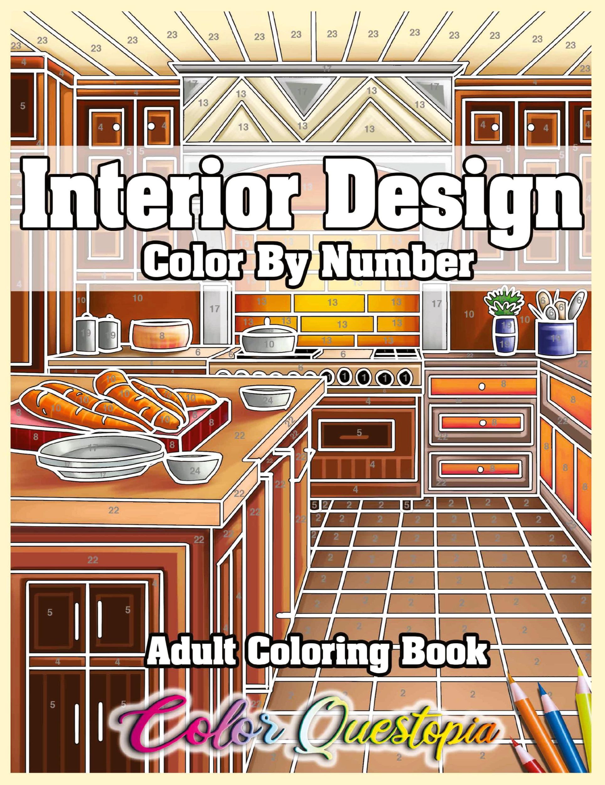 Cover: 9781954883239 | Interior Design Adult Color by Number Coloring Book | Color Questopia