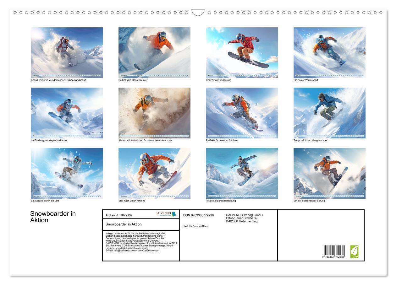 Bild: 9783383772238 | Snowboarder in Aktion (Wandkalender 2025 DIN A2 quer), CALVENDO...