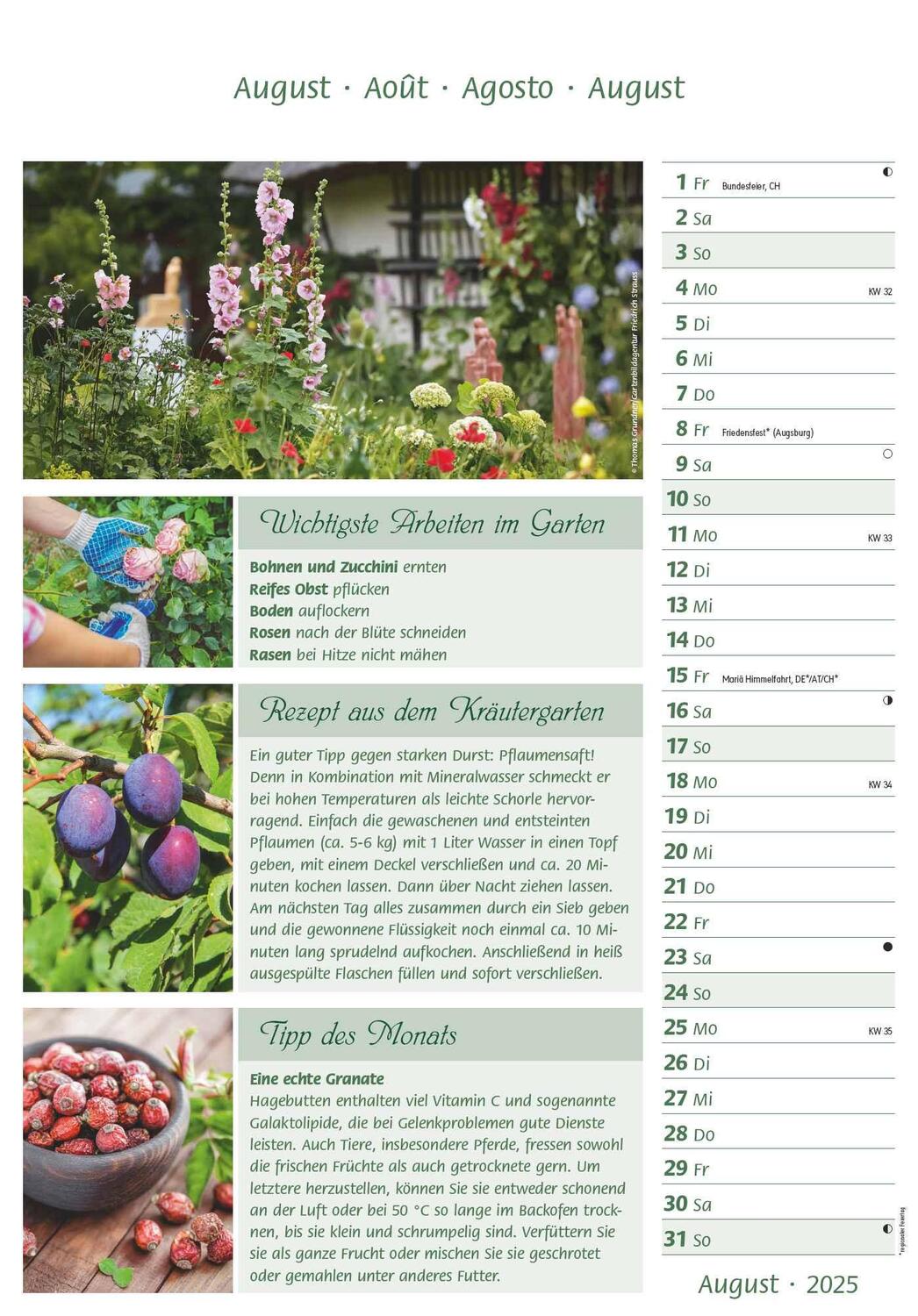 Bild: 4251732341077 | Das Gartenjahr 2025 - Bildkalender 23,7x34 cm - mit saisonalen...