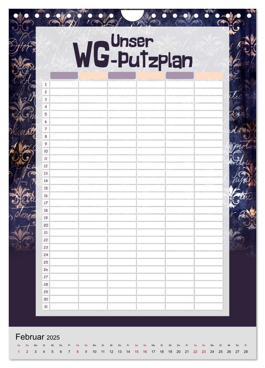 Bild: 9783435891931 | Gothic WG-Putzplan &amp; Kalender 2025 (Wandkalender 2025 DIN A4 hoch),...