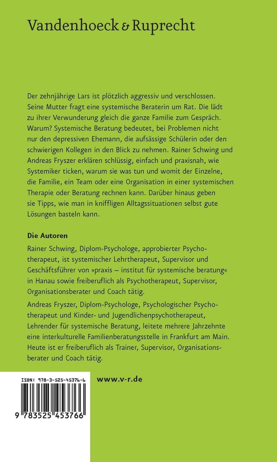 Rückseite: 9783525453766 | Systemische Beratung und Familientherapie - kurz, bündig,...