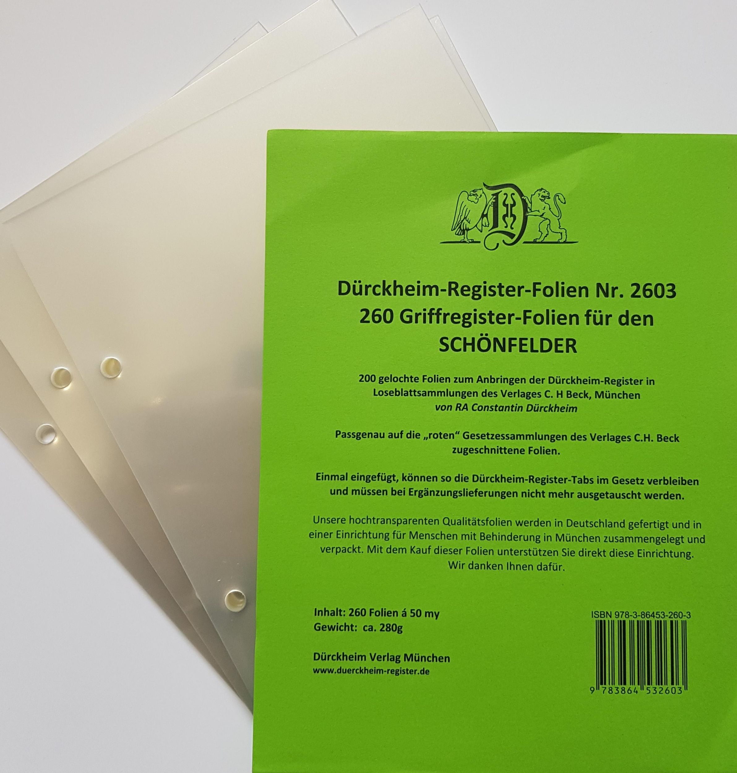 Cover: 9783864532603 | 260 DürckheimRegister® -FOLIEN zum Einheften und Unterteilen der...