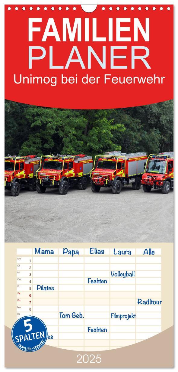 Cover: 9783457233870 | Familienplaner 2025 - Unimog bei der Feuerwehr mit 5 Spalten...