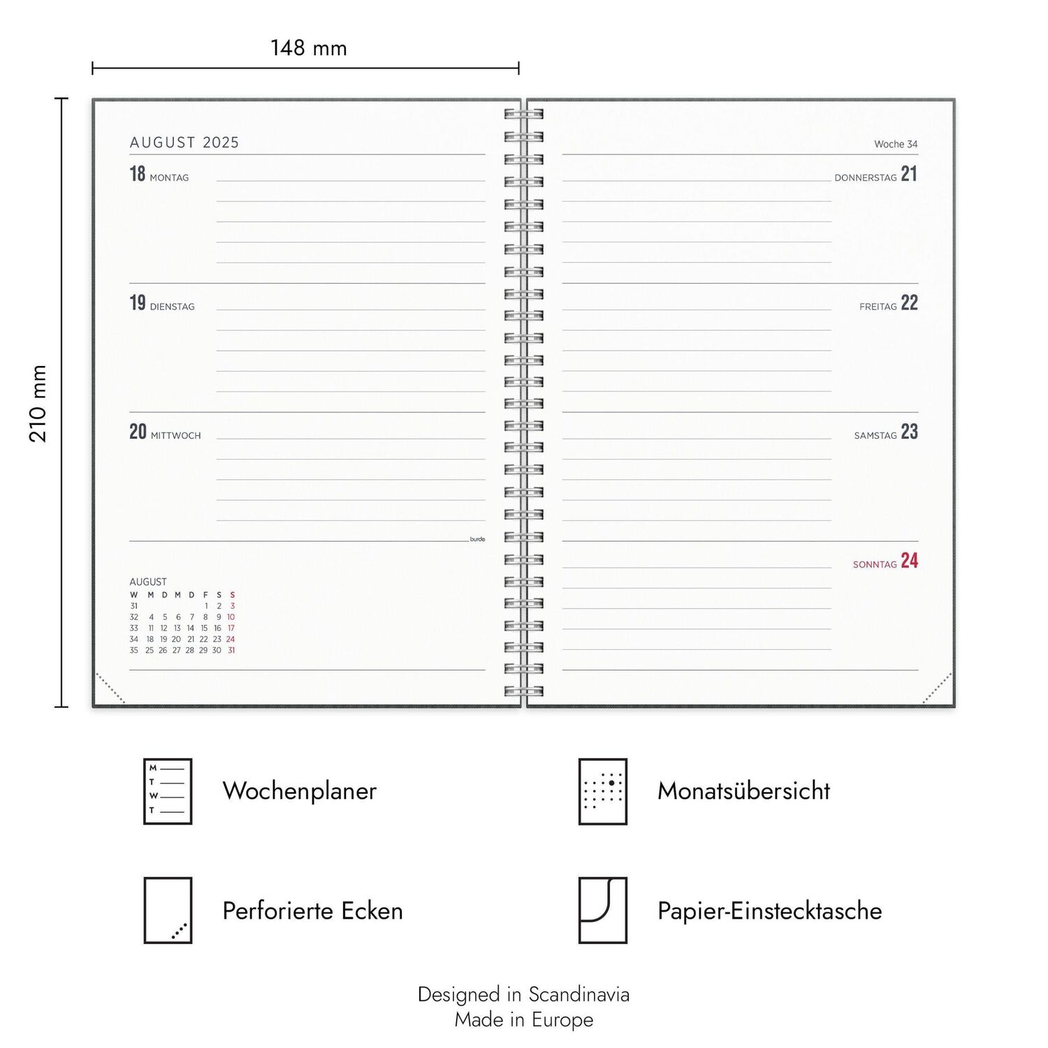 Bild: 7340188003367 | Burde Textil A5 grau Schülerkalender 2024/2025 | Buch | Deutsch | 2025