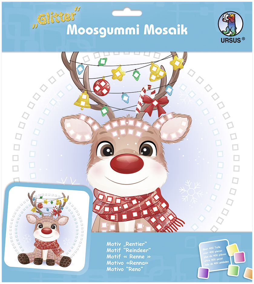 Cover: 4008525244622 | URSUS Moosgummi-Mosaik "Glitter - Rentier" | eingeschweißt | 842-00-20