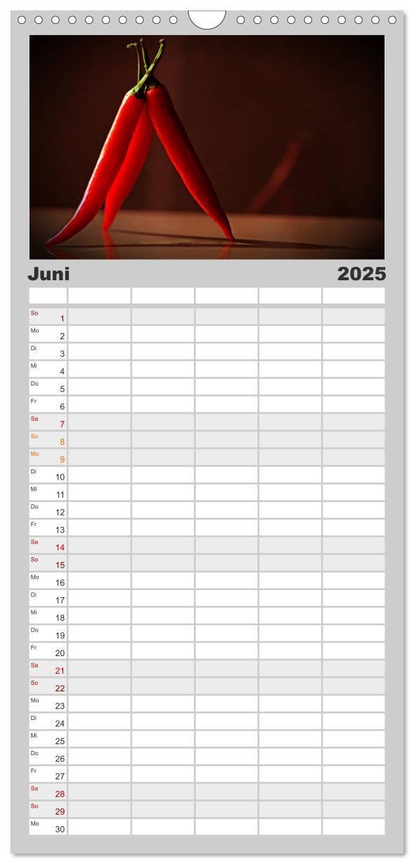 Bild: 9783457126349 | Familienplaner 2025 - Hot Chili Küchen Kalender mit 5 Spalten...