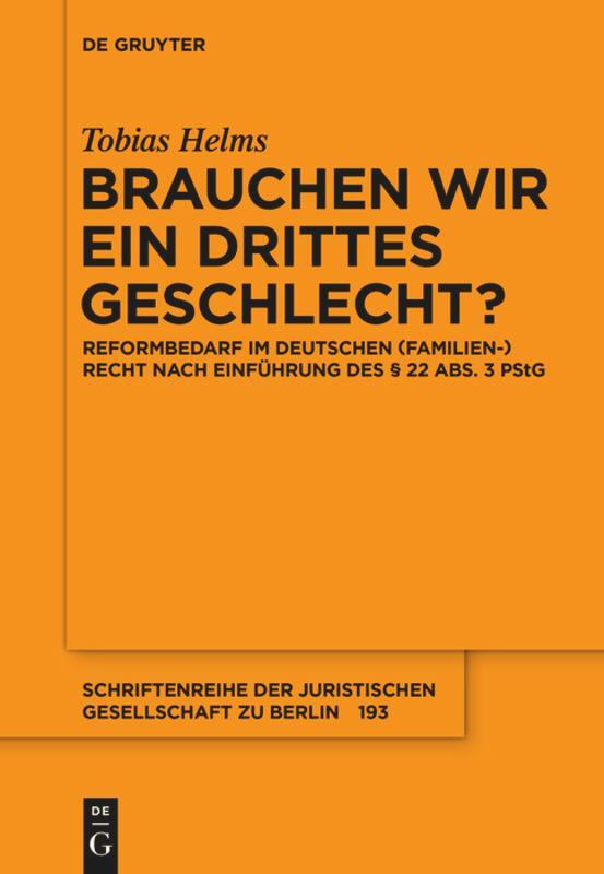 Cover: 9783110441819 | Brauchen wir ein drittes Geschlecht? | Tobias Helms | Taschenbuch | VI