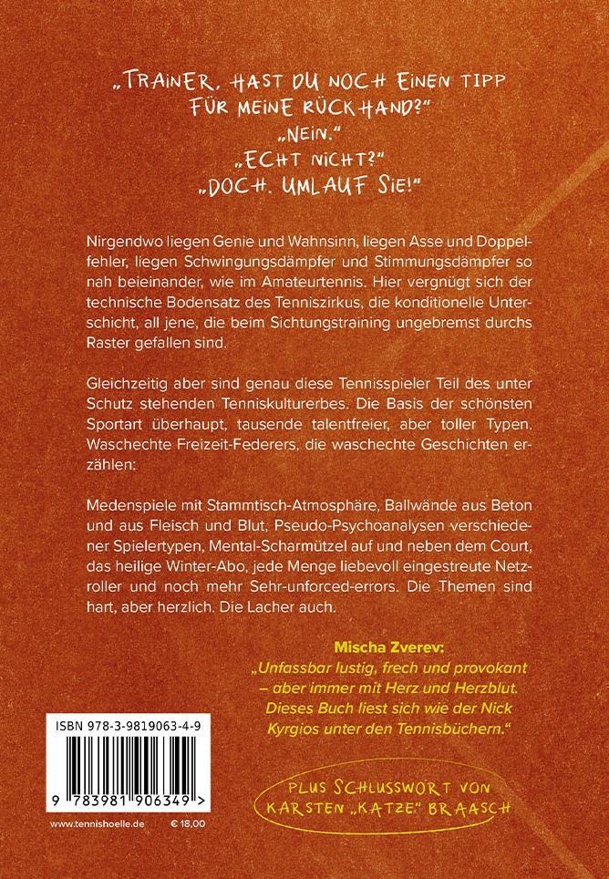 Rückseite: 9783981906349 | Tennishölle | Serve-and-volley an die Theke | Daniel Duhr | Buch