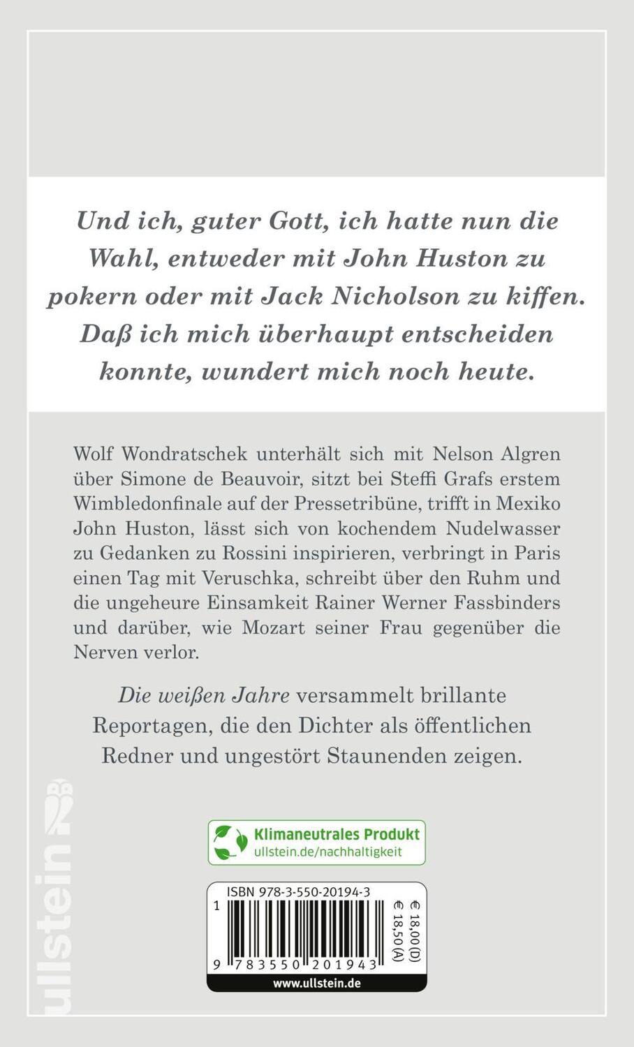 Rückseite: 9783550201943 | Die weißen Jahre | Reportagen und Stories Die Neuausgabe | Taschenbuch