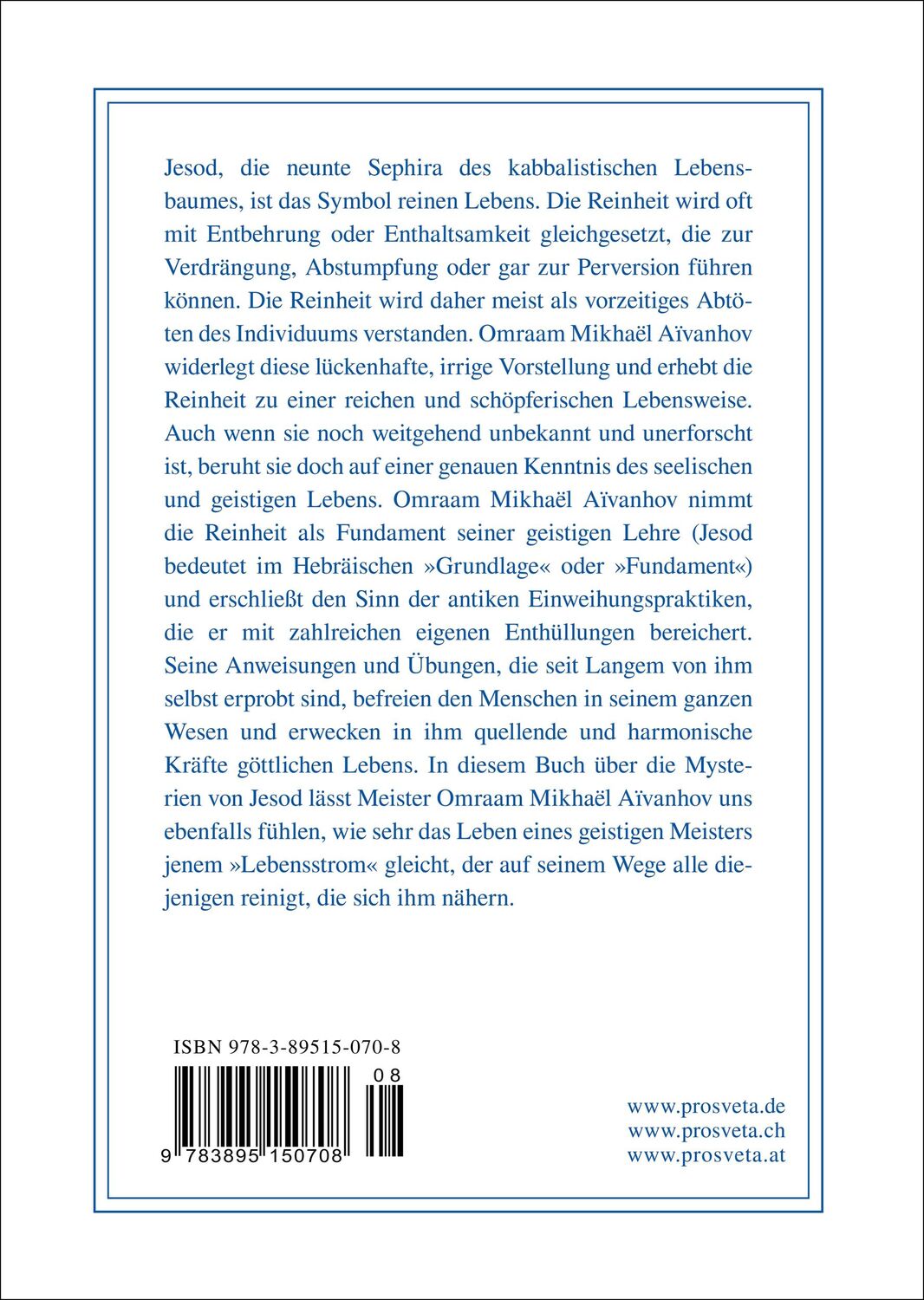 Rückseite: 9783895150708 | Die Reinheit, Grundlage geistiger Kraft | Die Mysterien von Jesod