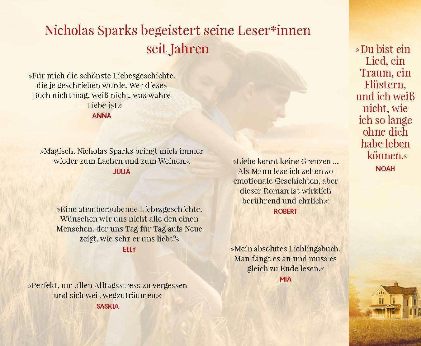 Bild: 9783453425965 | Wie ein einziger Tag | Roman - Jubiläumsausgabe | Nicholas Sparks