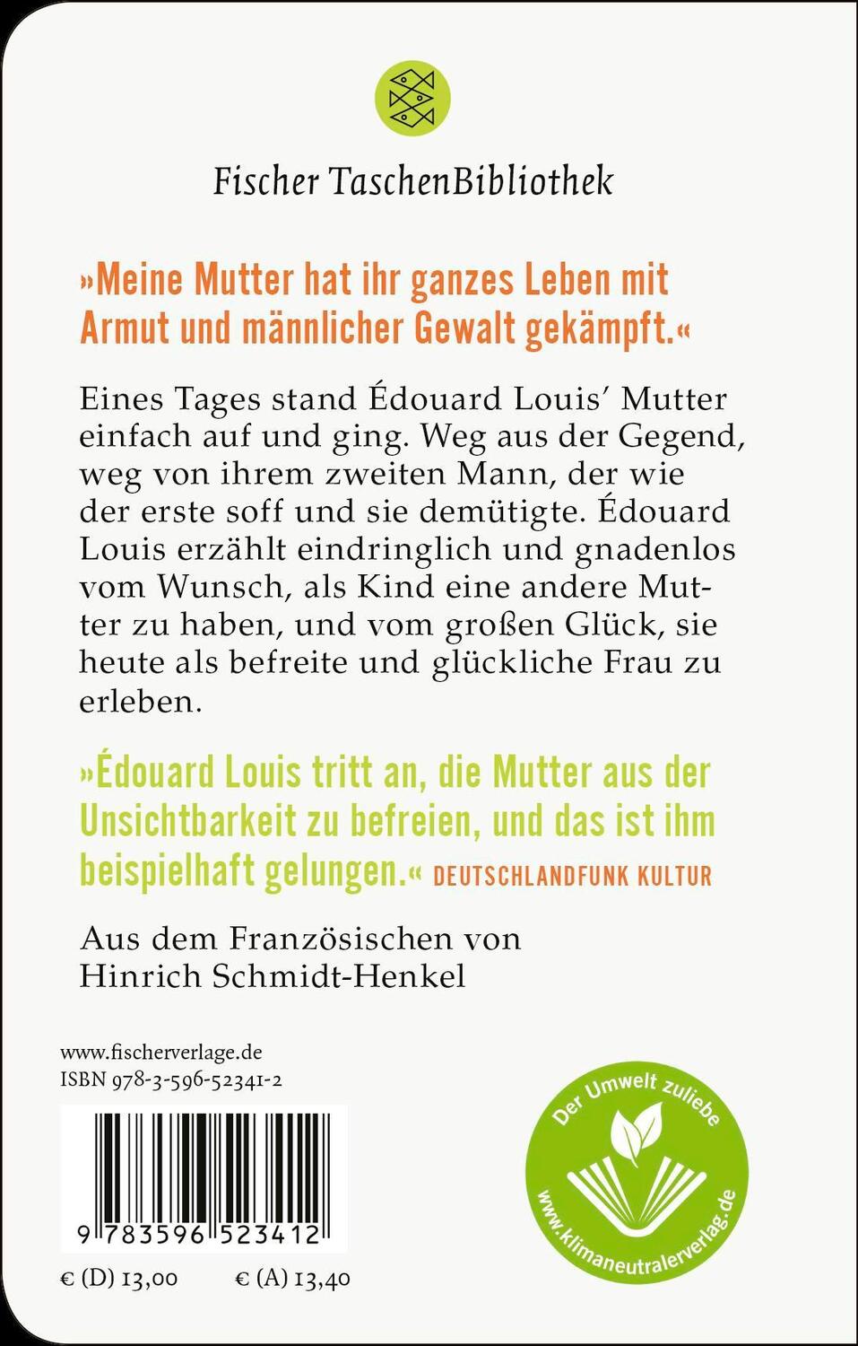 Rückseite: 9783596523412 | Die Freiheit einer Frau | Édouard Louis | Buch | 96 S. | Deutsch