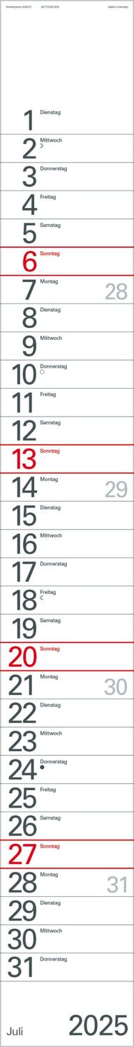 Bild: 9783731879541 | Streifenplaner Rot 2025 | Verlag Korsch | Kalender | 12 S. | Deutsch