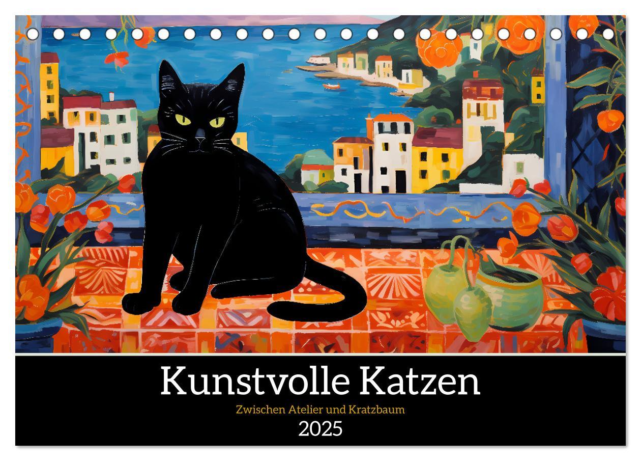 Cover: 9783383862519 | Kunstvolle Katzen (Tischkalender 2025 DIN A5 quer), CALVENDO...