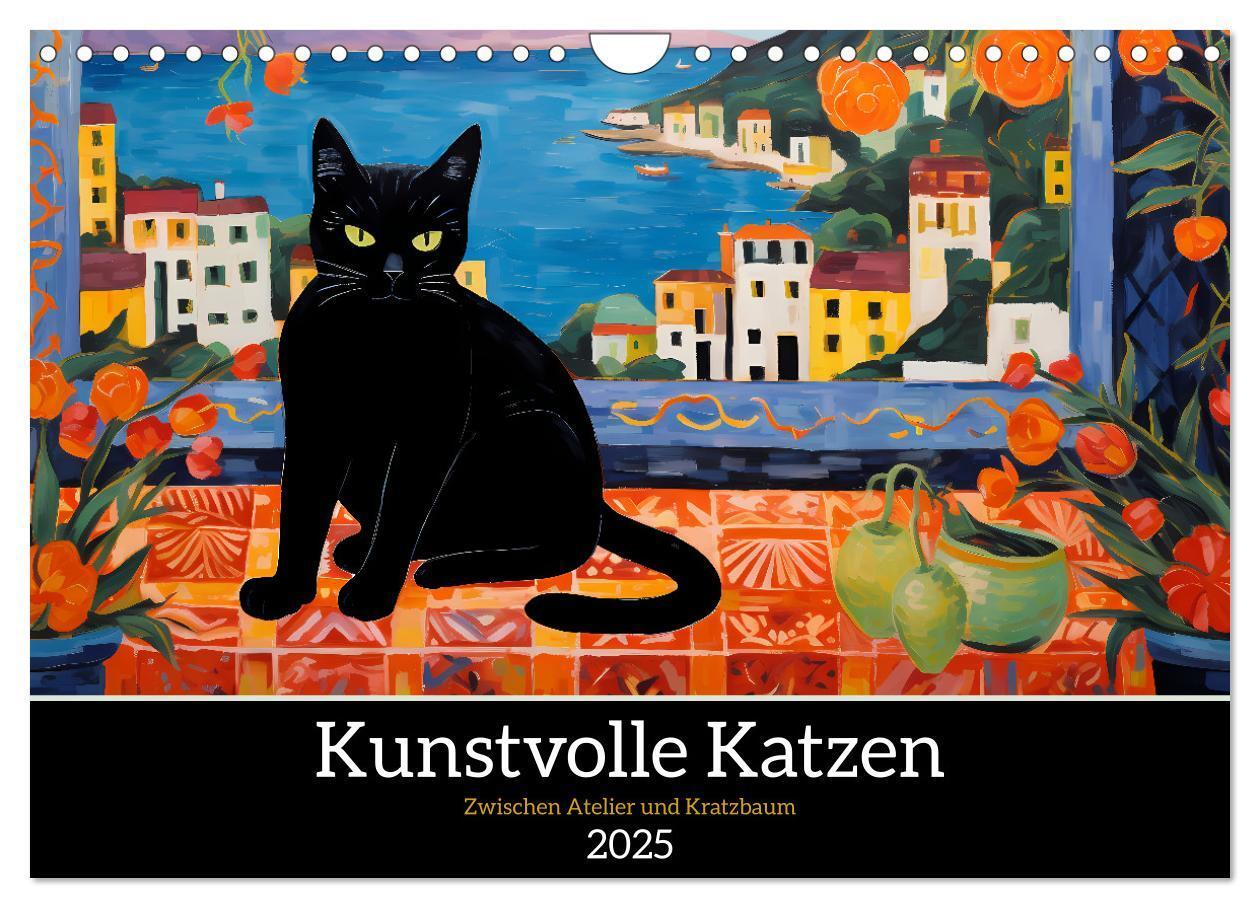 Cover: 9783383845307 | Kunstvolle Katzen (Wandkalender 2025 DIN A4 quer), CALVENDO...