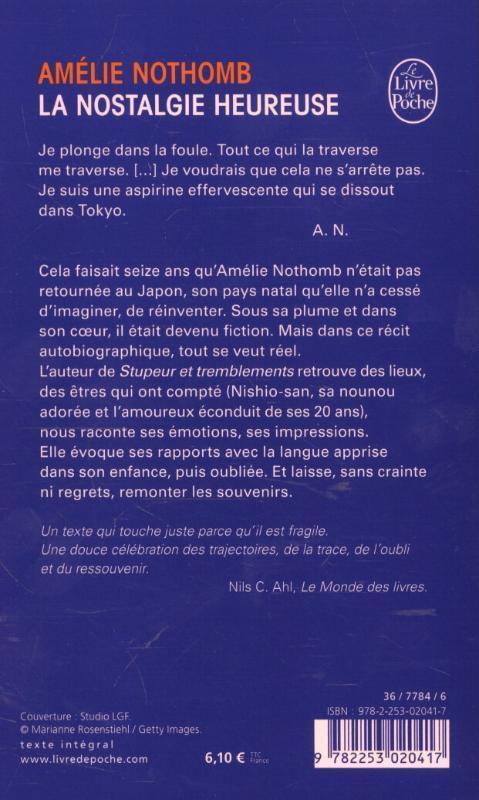 Rückseite: 9782253020417 | La nostalgie heureuse | Amélie Nothomb | Taschenbuch | Französisch