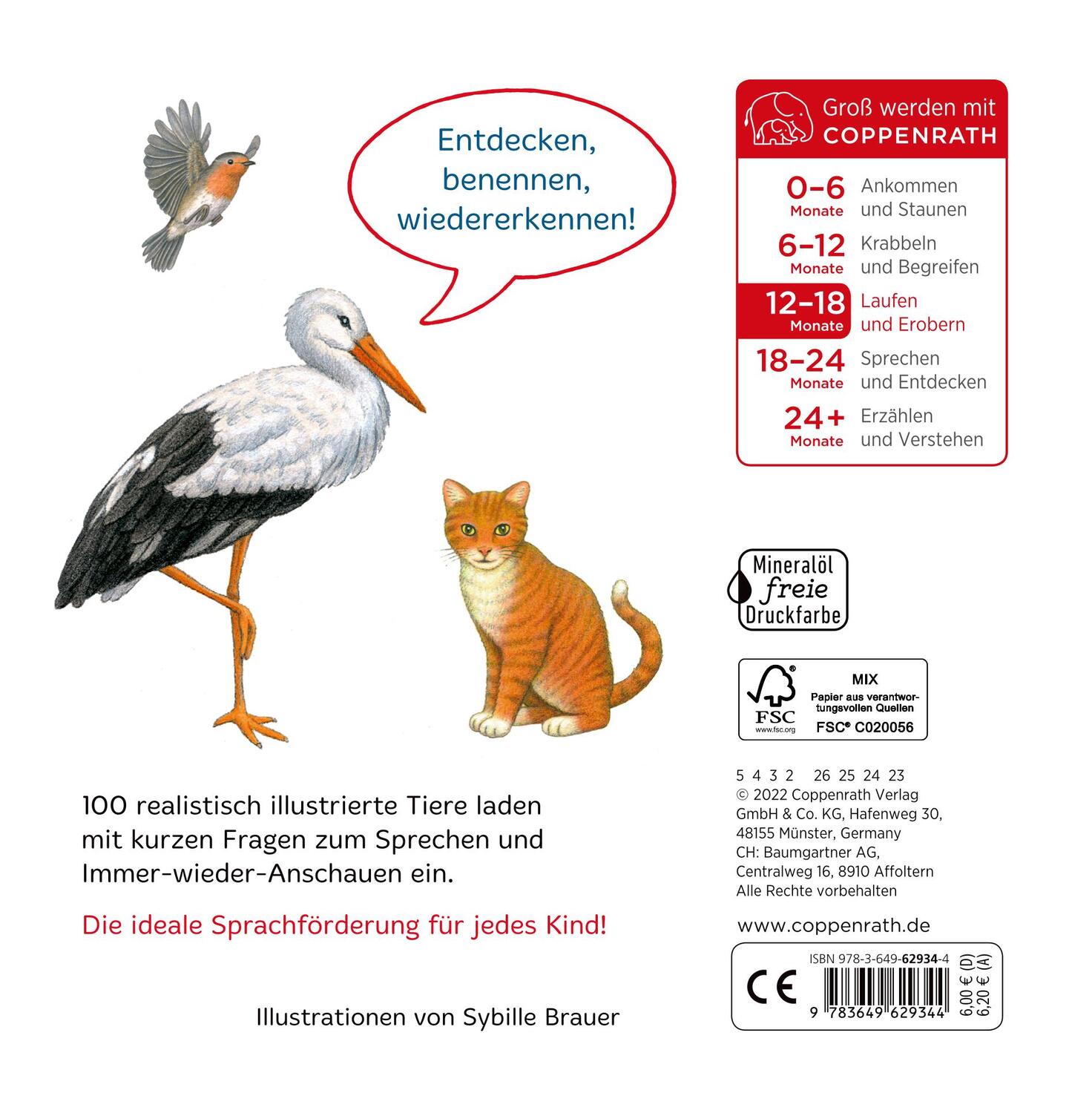 Rückseite: 9783649629344 | 100 erste Tiere | Sybille Brauer | Buch | Pappe; mit Spotlack | 16 S.