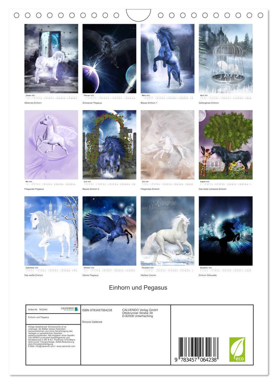 Bild: 9783457064238 | Einhorn und Pegasus (Wandkalender 2025 DIN A4 hoch), CALVENDO...