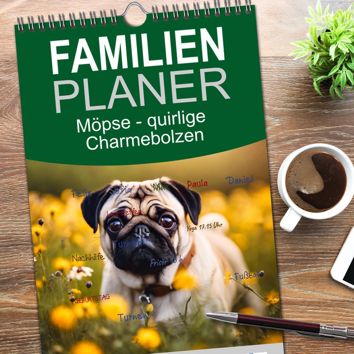 Bild: 9783457193006 | Familienplaner 2025 - Möpse - quirlige Charmebolzen mit 5 Spalten...