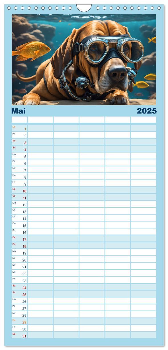 Bild: 9783457090909 | Familienplaner 2025 - Hunde abgetaucht mit 5 Spalten (Wandkalender,...