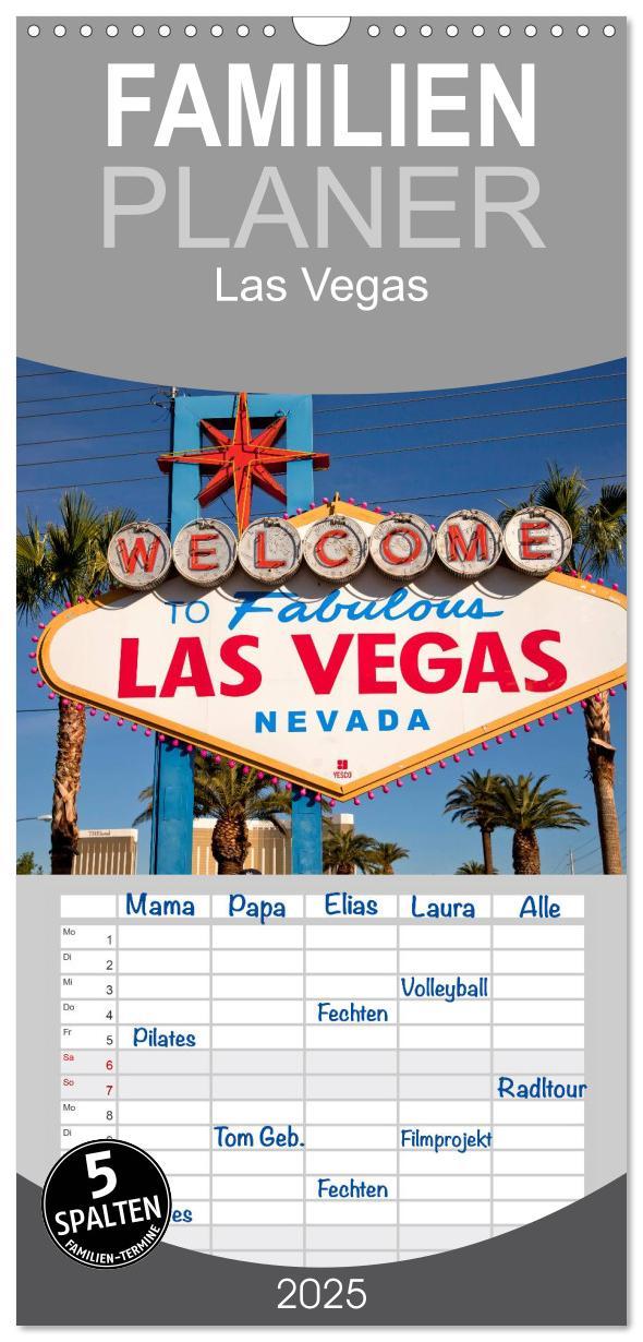 Cover: 9783457118382 | Familienplaner 2025 - Las Vegas mit 5 Spalten (Wandkalender, 21 x...