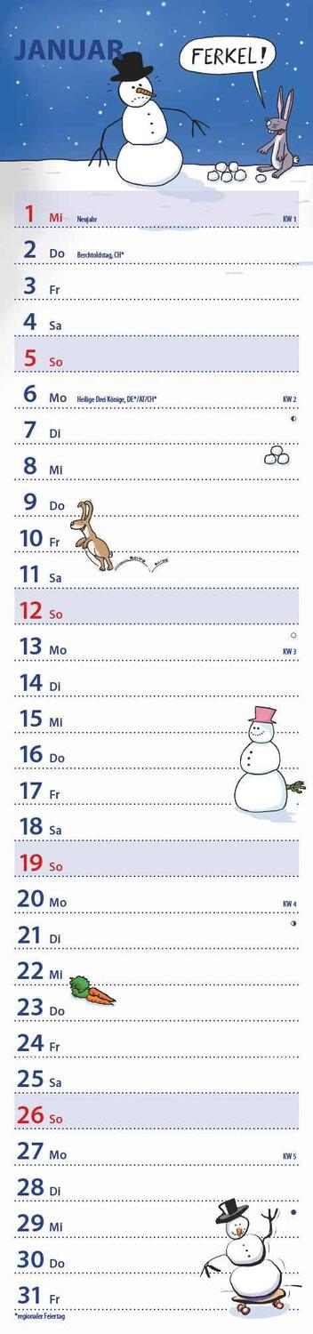 Bild: 4251732343286 | Notizkalender Humor 2025 - Streifenplaner 15x64 cm - Wandkalender -...