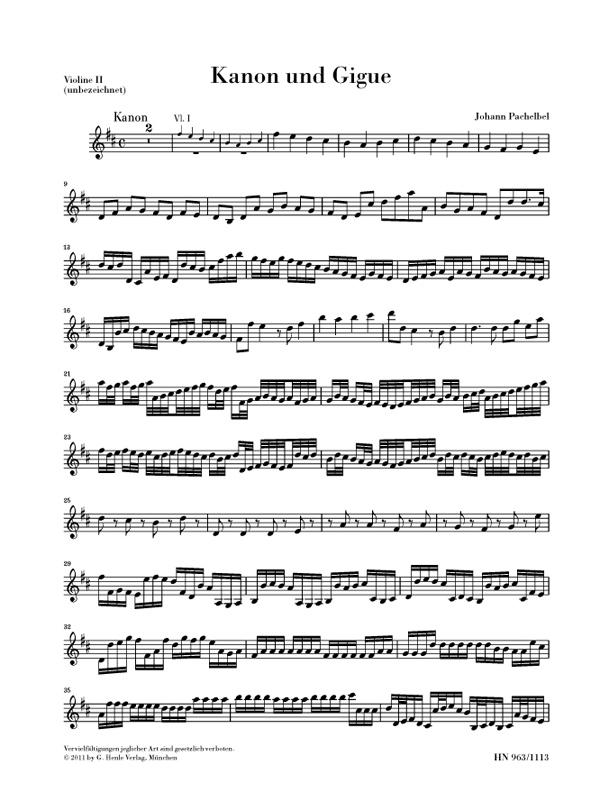 Cover: 9790201811130 | Canon And Gigue In D - Violin 2 Part | Johann Pachelbel | Taschenbuch