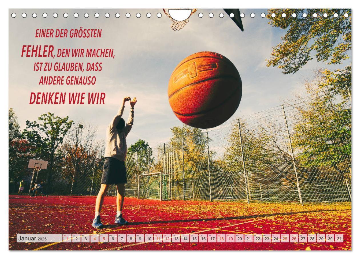 Bild: 9783435123377 | Positive Sprüche - Motivation und Basketball (Wandkalender 2025 DIN...